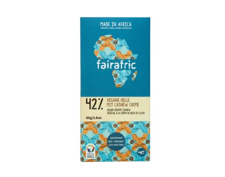 Fairafric Bio-Schokolade 42% vegane Helle mit Cashew Creme
